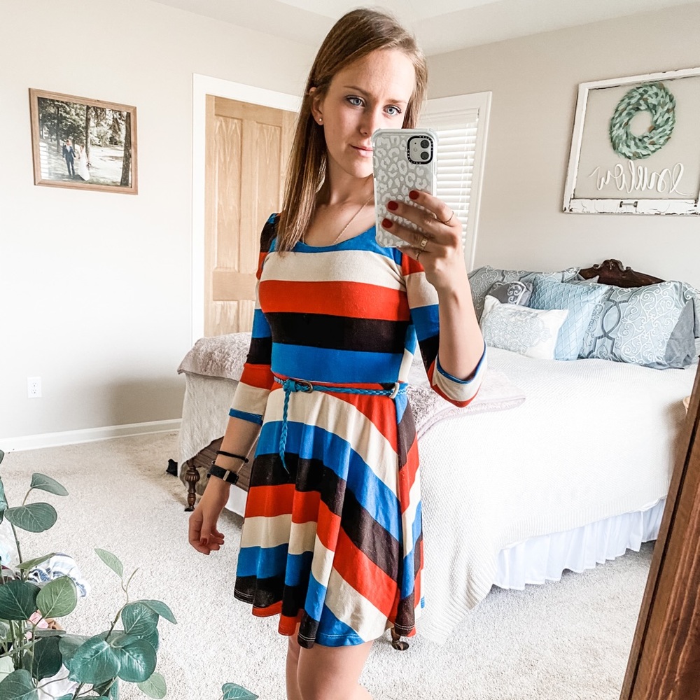 A-Line Fall Striped Dress